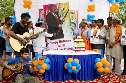 Why not laddoos distributed on Trump's birthday instead of cake