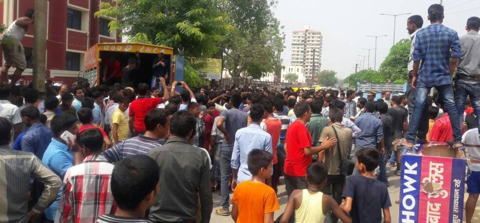 Truck full of cows crate uproar, angry people threw stones at police