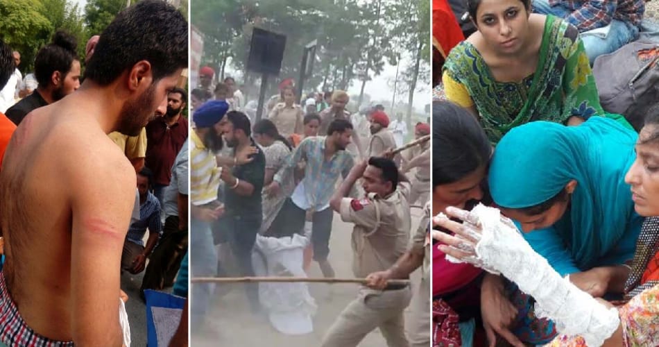police lathicharge on teachers in bathinda, lady teacher try to burn alive