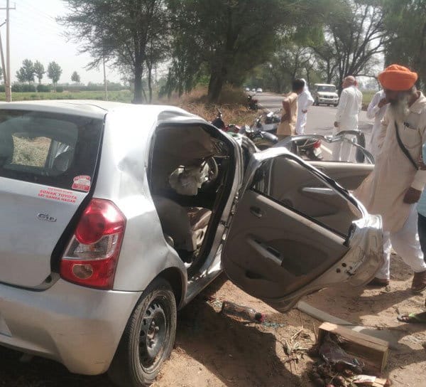 rajasthan newly married couple died in road accident in dabwali of sirsa