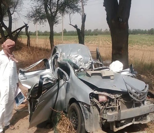 rajasthan newly married couple died in road accident in dabwali of sirsa