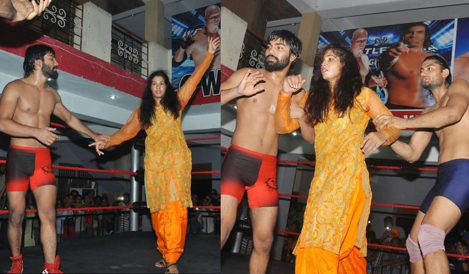 the great khali under training lady wwe wrestler kavita profile, see pictures