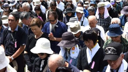 People on the streets against the US military in Japan