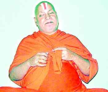 Rambhadracharya lying alone at the Ram Mandir temple in Ayodhya