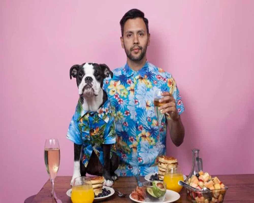 Dogs celebrate fathers day with their human dad