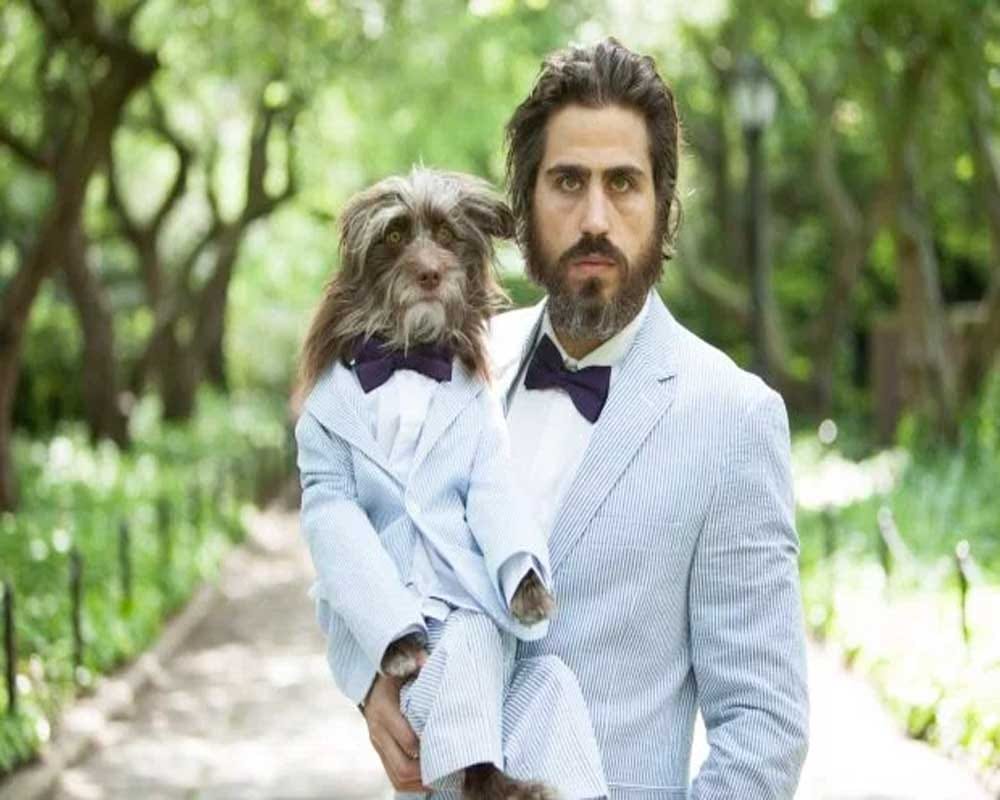 Dogs celebrate fathers day with their human dad