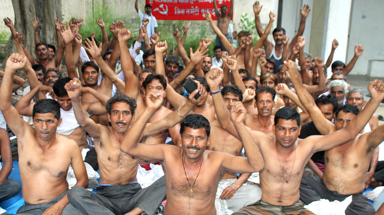 Contract workers on strike