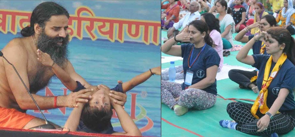minor yogi with Baba ramdev, 50 thousand people do yoga