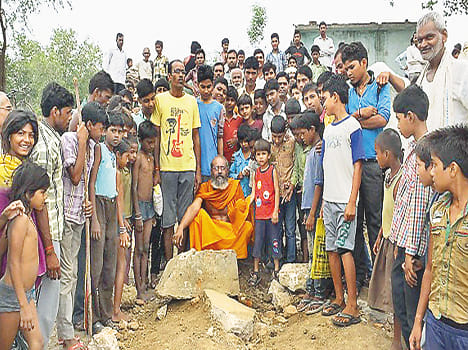 Ruckus villagers from digging into the temple