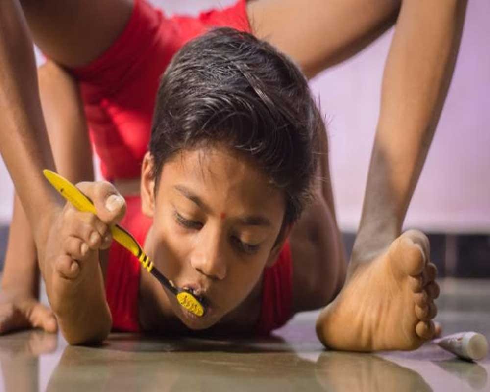 Aditya can bend his body into all kinds of shapes