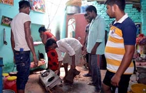 Gas leakage from cylinder fire , panic