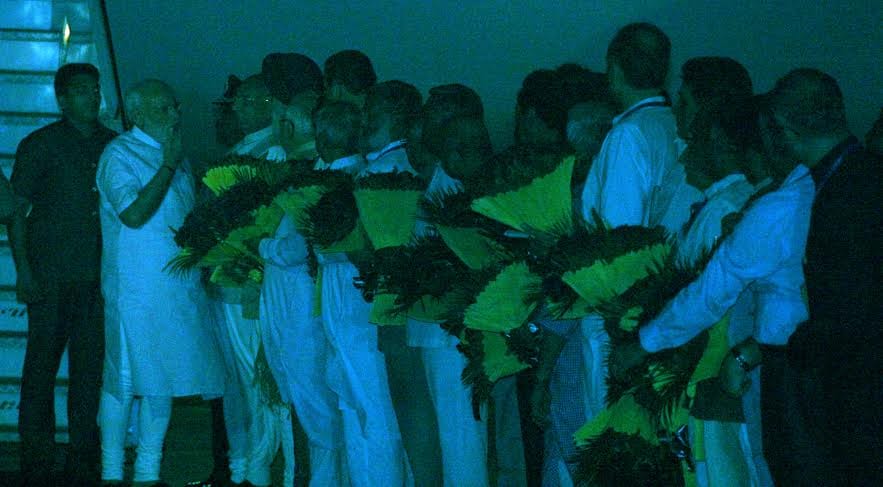 prime minister narendra modi reached chandigarh airport, trafic jam