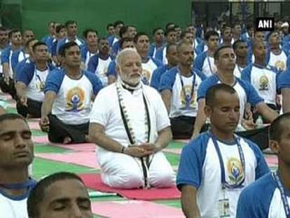 Watch: PM Modi inspects Chandigarh residents as they perform yoga