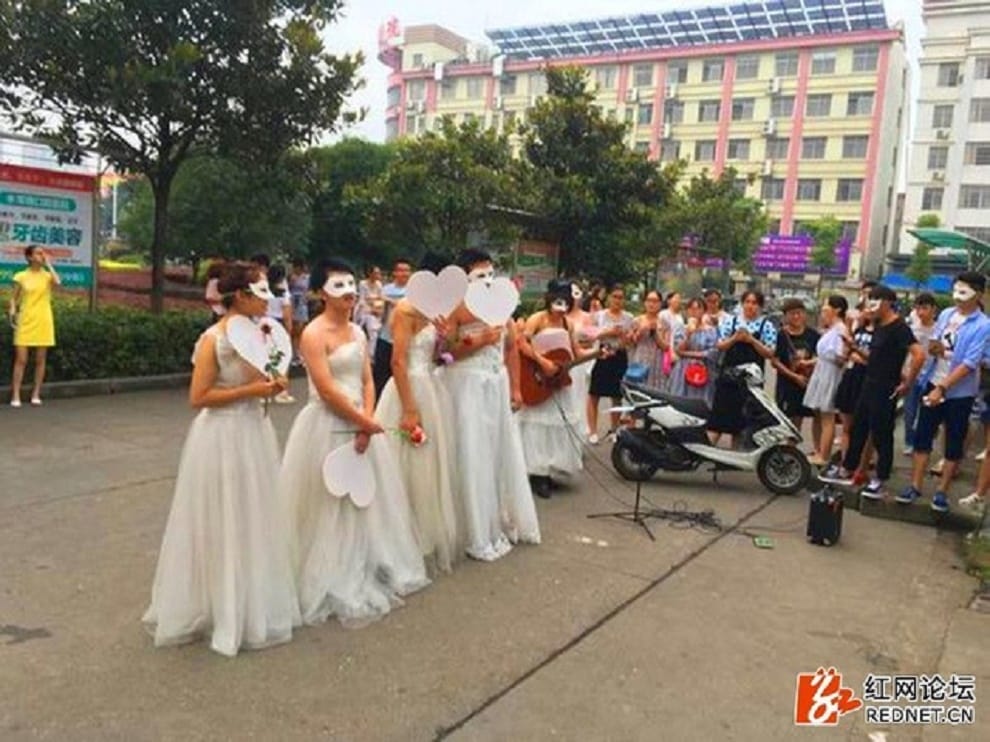 professor wears wedding dress to propose to student