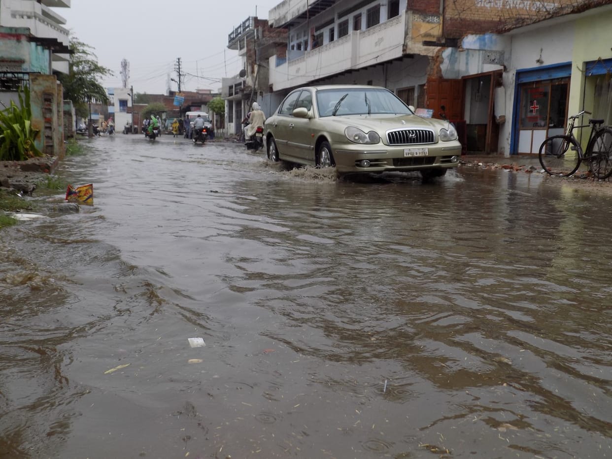 The weather is pleasant, rain drains jam