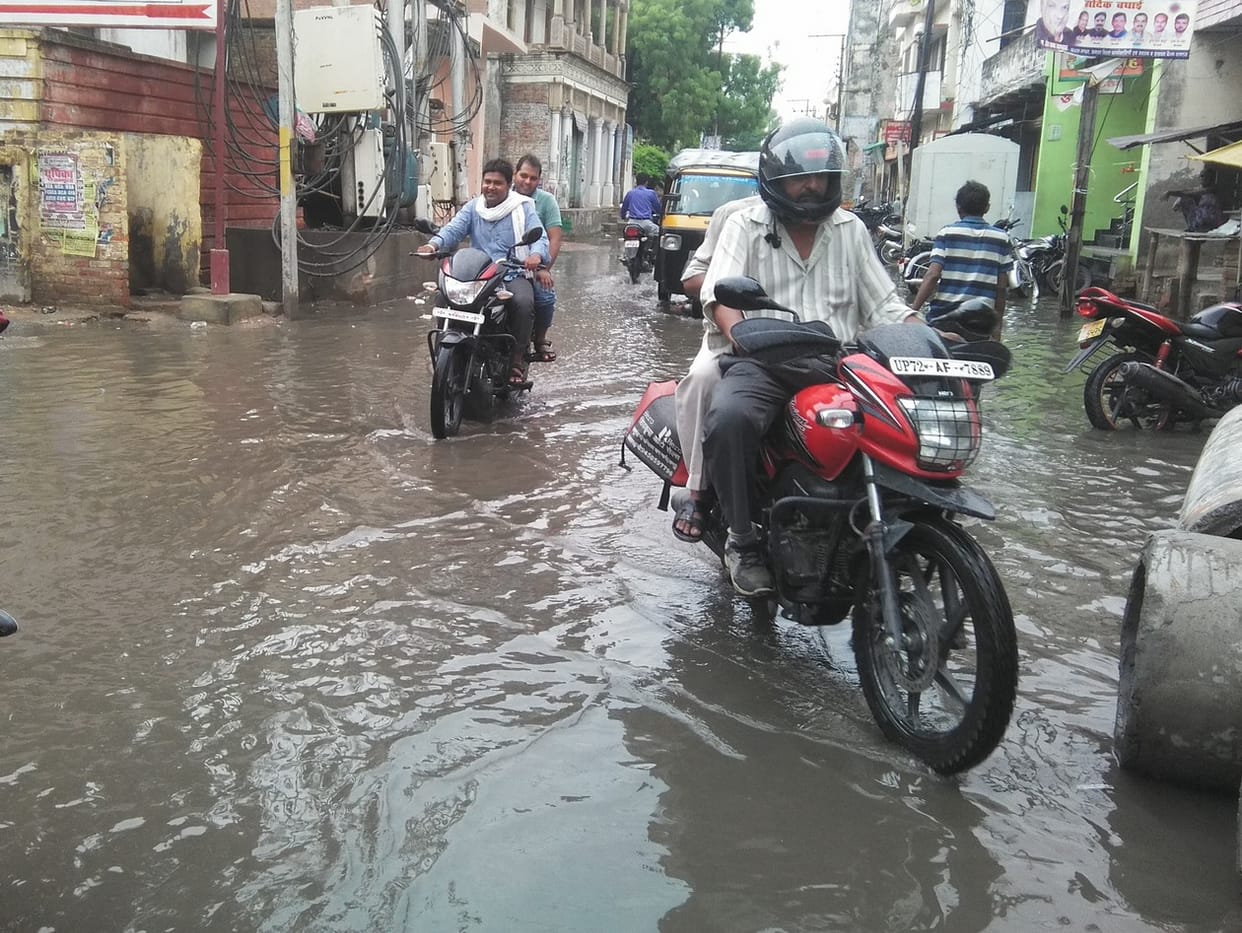 Rain flooding roads