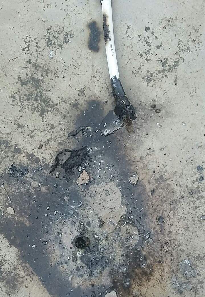 HT wire fell on the roof, the family left