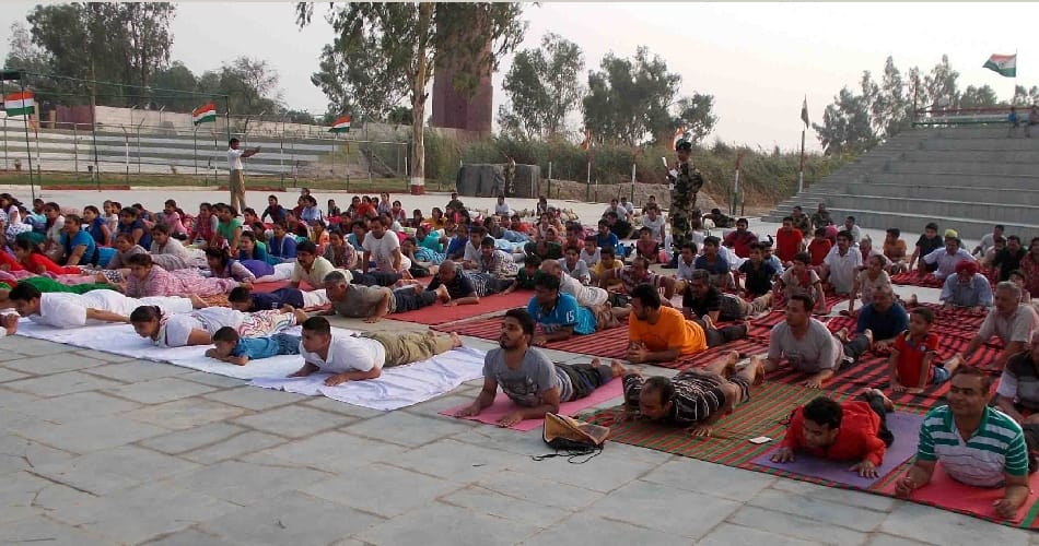 international yog day celebreation at international border firozpur