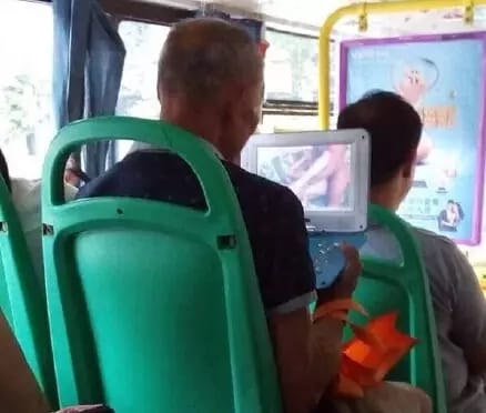 when man watched a porn in public bus with full volume