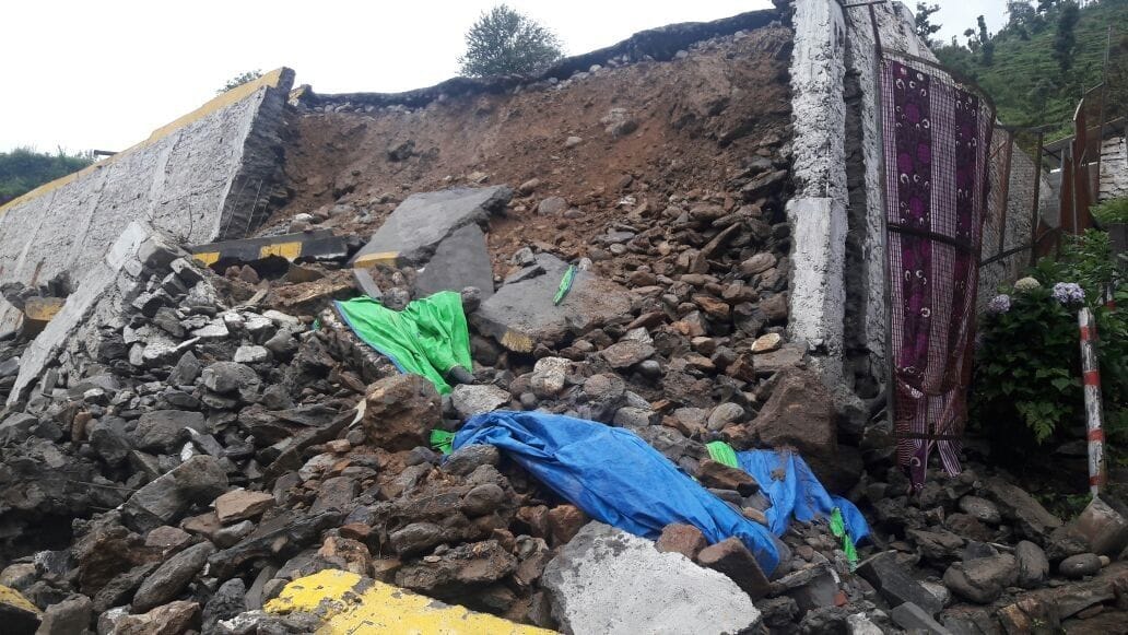 panchayat bhawan wall collapsed
