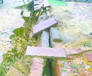 Sewer collapses in rain