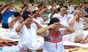 Families with young men learned the nuances of yoga