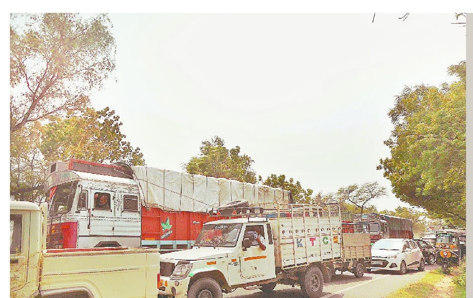 traffic jam, tree fall, fatehabad