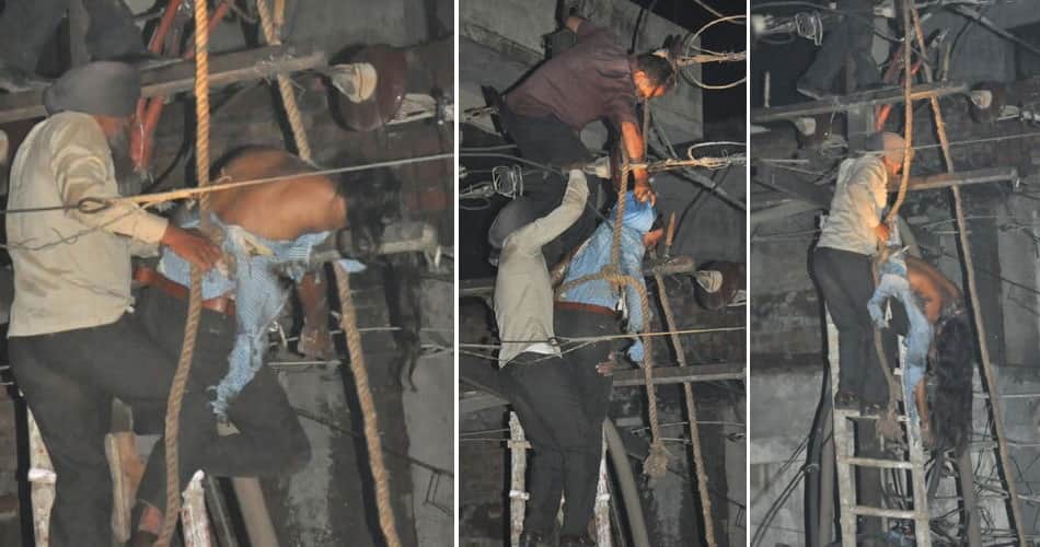 lineman dead body sticked to hightension wires, people become spectator in ludhiana