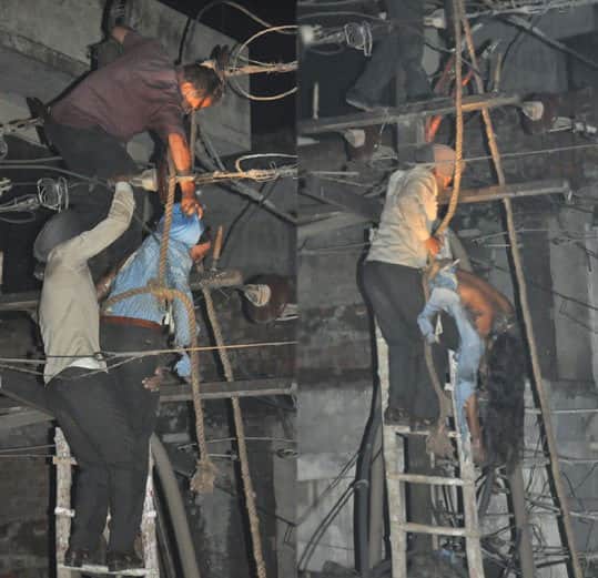 lineman dead body sticked to hightension wires, people become spectator in ludhiana