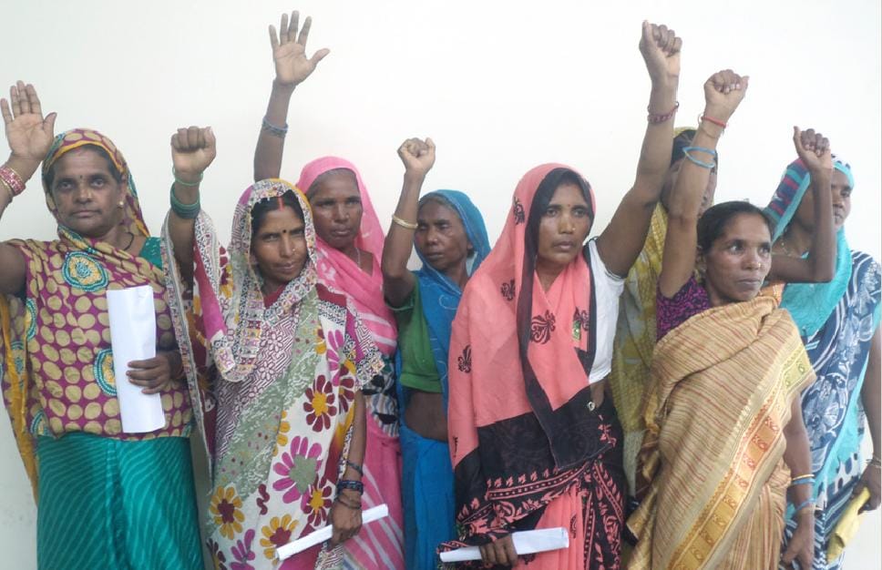 The demonstration against the occupation on the way women