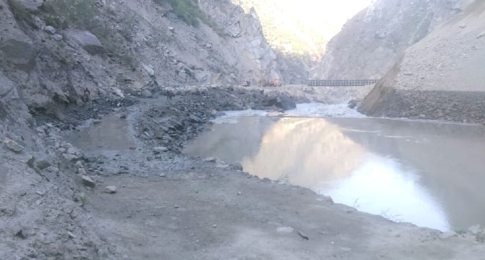 Artificial lake broken at Urni, kinnaur.