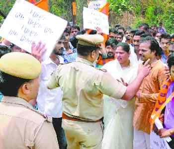 Staking out ABVP activists protest rally