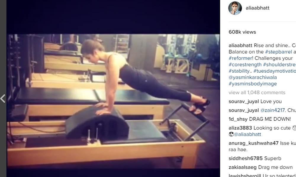 Alia bhatt's shares workout vedio on instagram