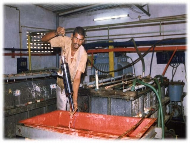 Half a dozen electroplating units sealed