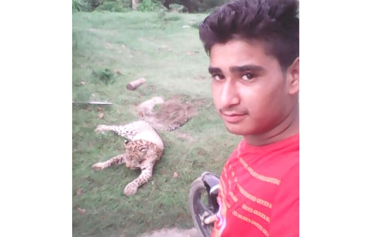 villagers killed leopard at una, live photos.