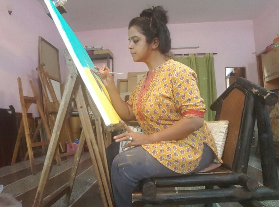 monika kapoor, painter monika kapoor, india art & james fair, painting exhibition chandigarh