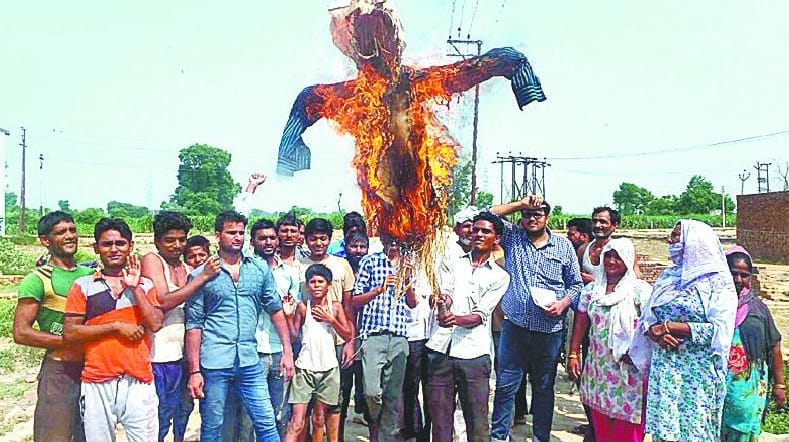 burnt effigies of Singh Sahib in Kekdha and Baghpat