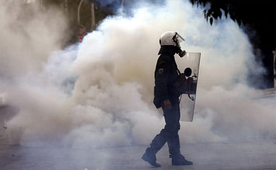 Tear gas shell exploded, killing policeman