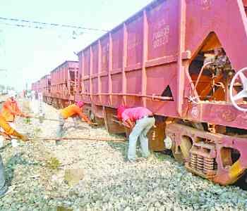 Boulder fell on the railway tracks, train wheel jam