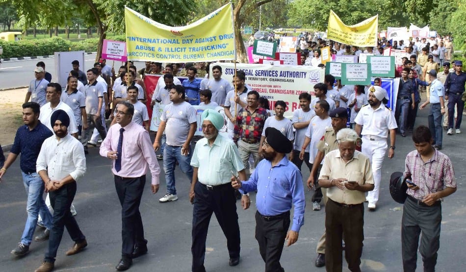 anti-drug awareness rally by Paramilitary forces in chandigarh