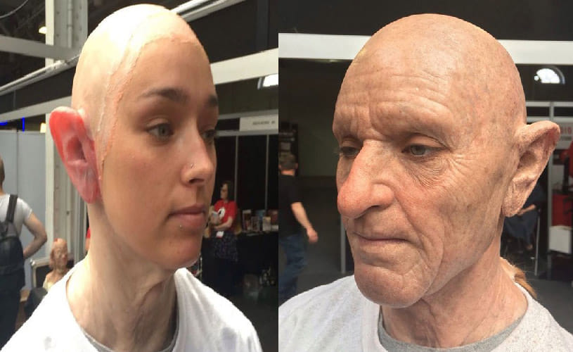 makeup transformation of a girl into old man