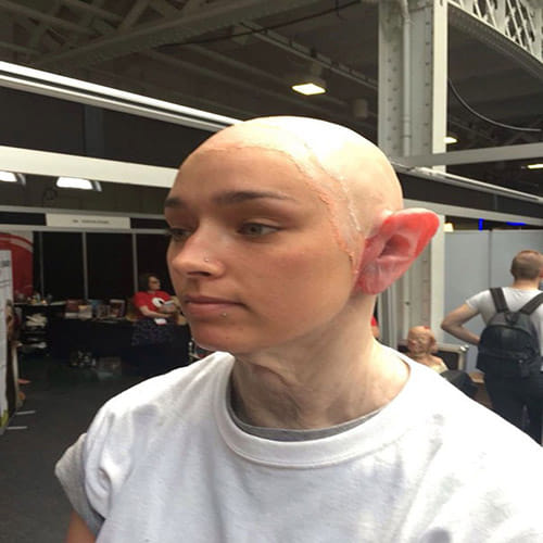 makeup transformation of a girl into old man