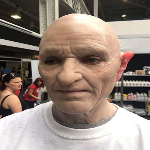 makeup transformation of a girl into old man