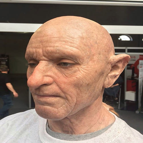 makeup transformation of a girl into old man