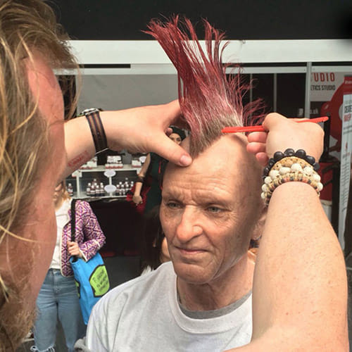 makeup transformation of a girl into old man