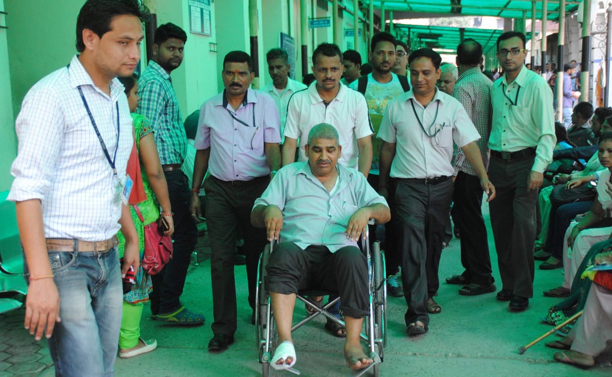 crowd in doon hospital for free opd and pathology check up.