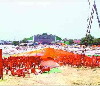stalls demolished in storm & water, conference organised in auditorium