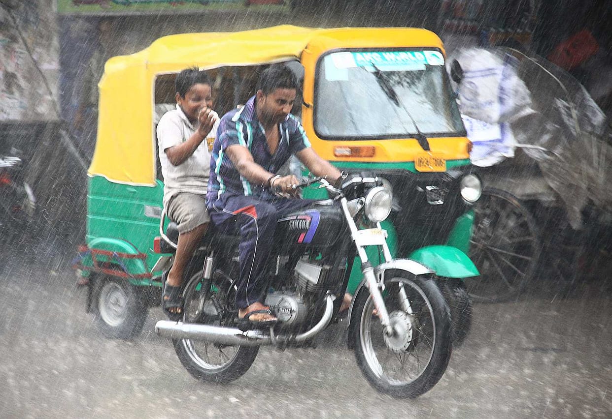Mild rain in the morning, water logging on roads