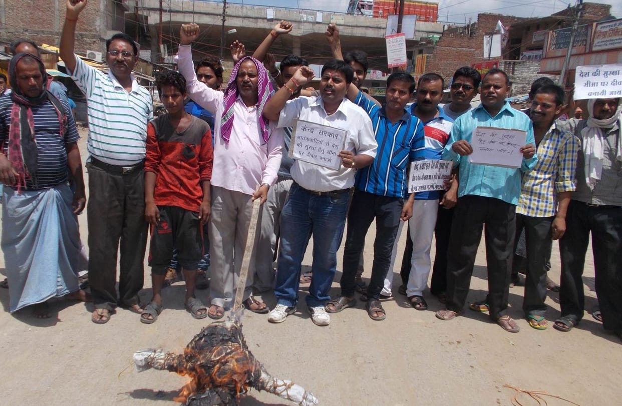 Burnt the effigy of terrorism, planted slogans