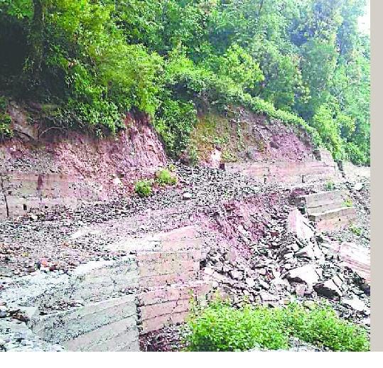 Nachani rain collapsed road